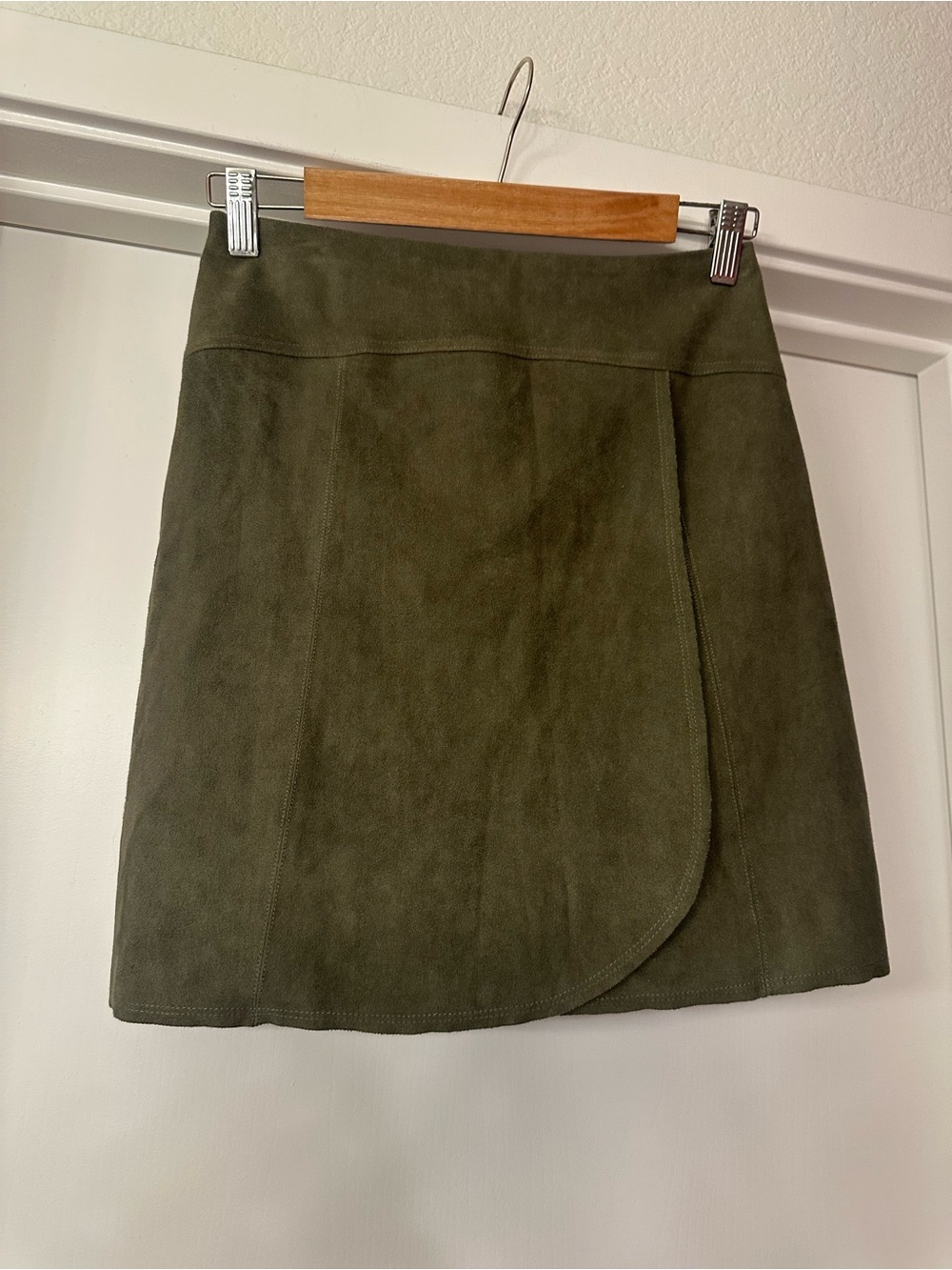 bebe Olive Suede Mini Skirt